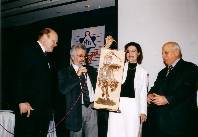 From left: Eng. Manuel Junowicz, President OSA; Benny Schneid, Director OSA; Pilar Rahola; Herberto Veiswein, Vice President Keren Hayesod in Argentina