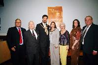 (left to right) David Berkley, vice-president; David Levinson, retiring hon treasurer; Lord Mayor of Manchester Cllr Mohammed Afzal Khan and the Lady Mayoress, Dr Shkeela Kayani, Filis Rosenberg, executive director; Lucille Cohen, president; Gideon Klaus, Hon. secretary