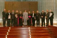 Picture (left to right): Dani Milad, KKL; Priest; Alexander Ben Zvi, Israeli Ambassador to Costa Rica; Priest; Priest; Lic. Roberto Tovar Faja, Minister of Foreign Affairs of Costa Rica; Monseor Oswaldo Padillo; Representative of the Vatican City in Costa Rica; Priest; Priest; Rabbi Gershon Miletski, Head Rabbi of the Jewish Orthodox Community of Costa Rica;  Ing. Gustavo Prifer, President of the Board of the Jewish Community of Costa Rica; Priest.