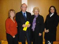 (right to left): Lucille Cohen, Manchester Zionist Central Council president; Joy Wolfe, ZCC Hon. Life President and its Media Response group co-ordinator; Danny Shek, director of BICOM; Doreen Gerson, director, Israel Information Centre