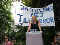 MP Professor Ewa Bjoerling, the recipient of the Jerussalem Prize 2006, addressing the crowd
