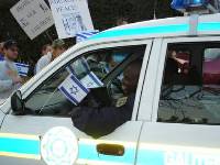 Johannesburg police car with Israeli flags during Solidarity Rally